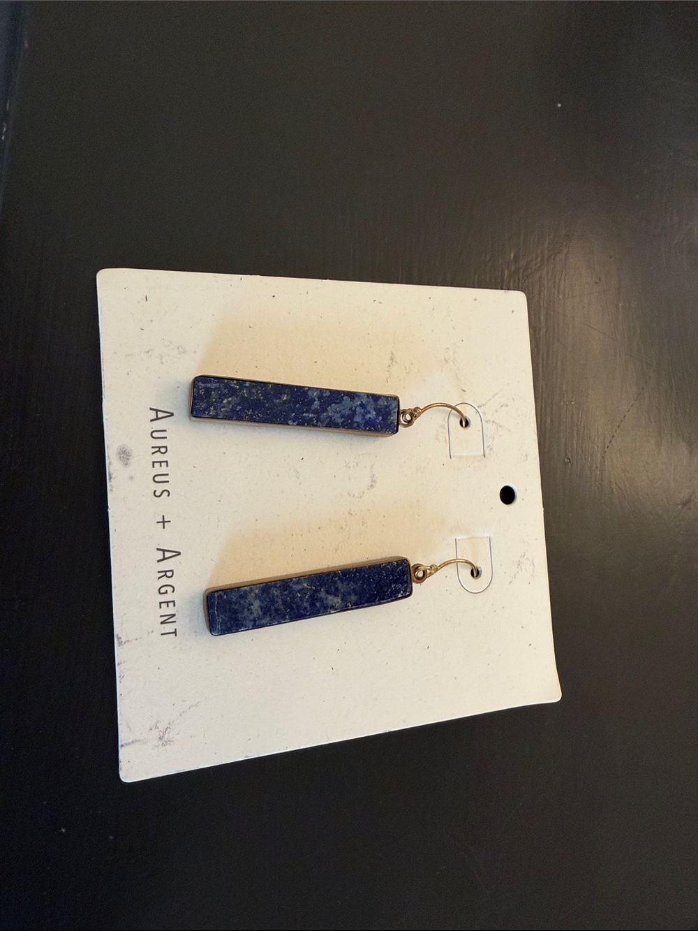 Banana Republic Navy Lapis Rectangular Drop Earrings